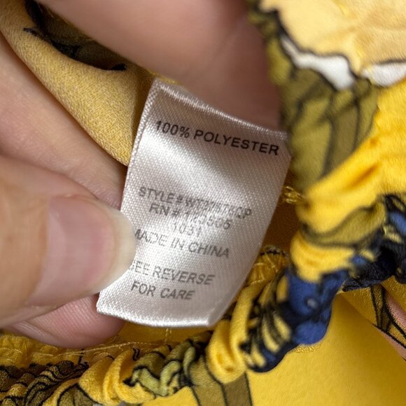 Heart + Hips Floral Crop Top‎ Women’s Medium Yellow Boho Blouse Puff Sleeves - Picture 10 of 15